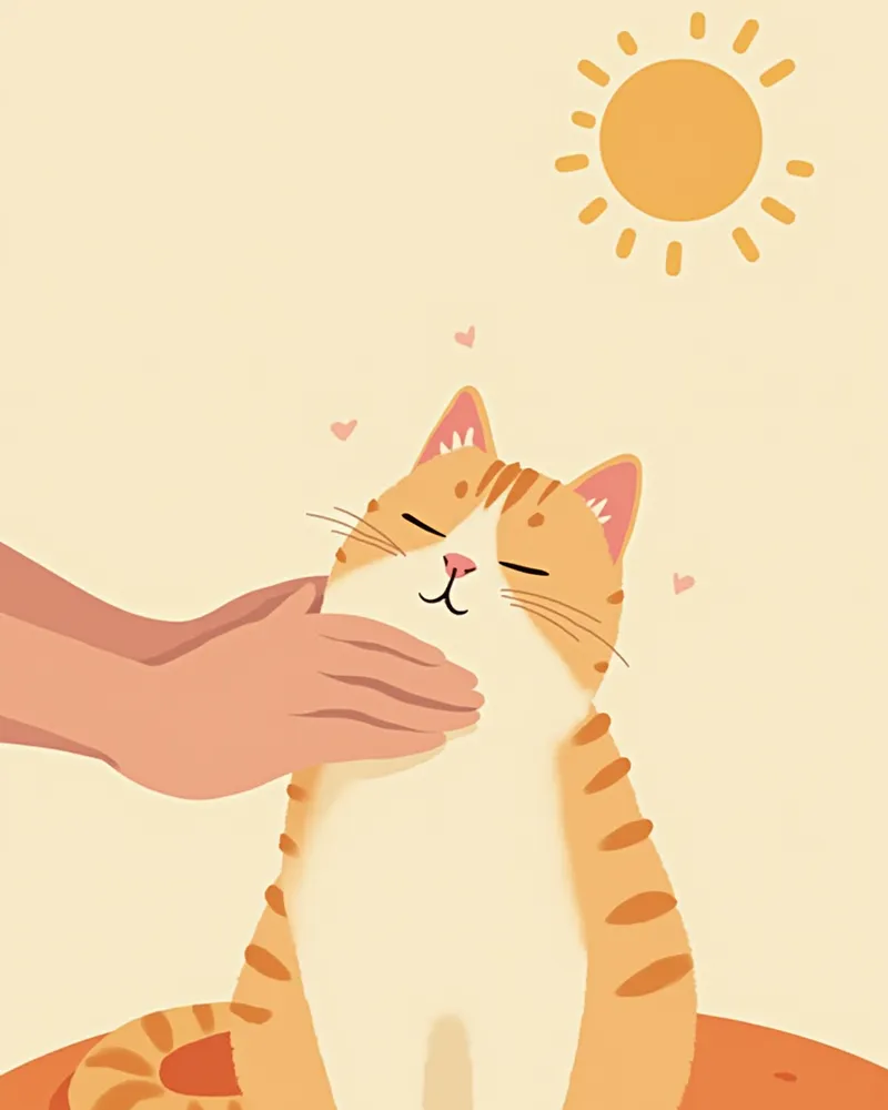 보호자가 세 손가락으로 고양이 턱밑 림프절을 부드럽게 만져 점검하는 모습