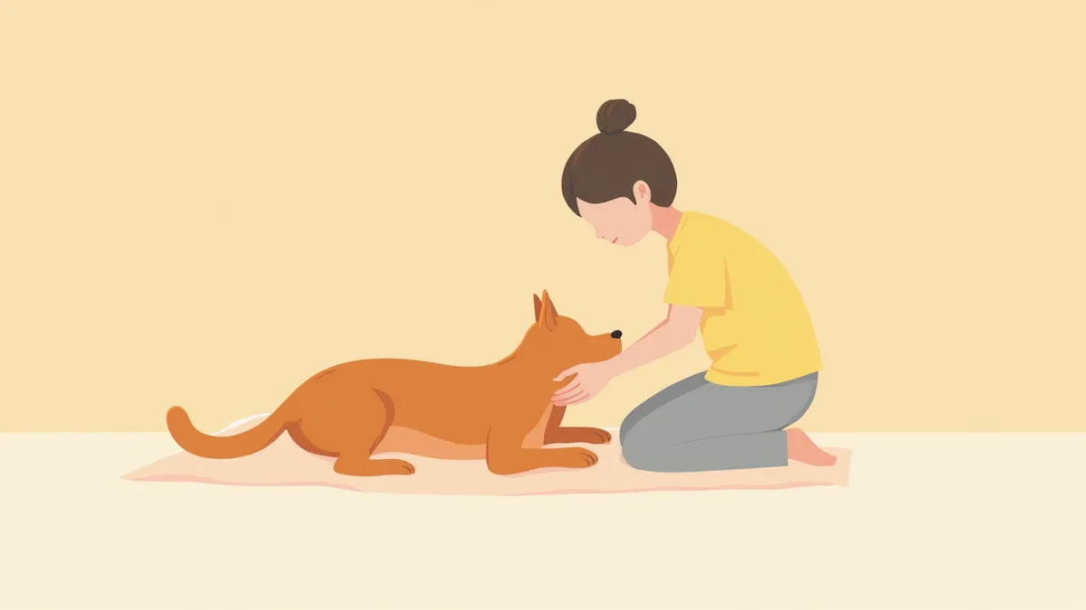 강아지 배와 겨드랑이를 점검하는 보호자의 모습