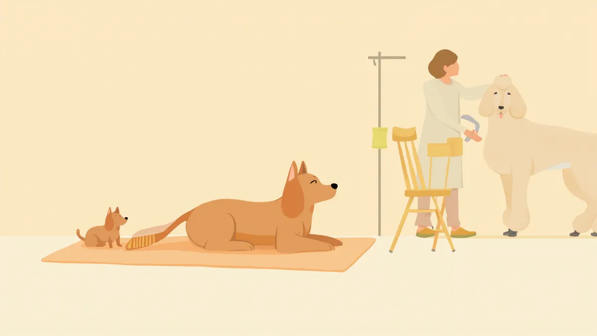 가정과 미용실에서 강아지 미용을 하는 모습 비교