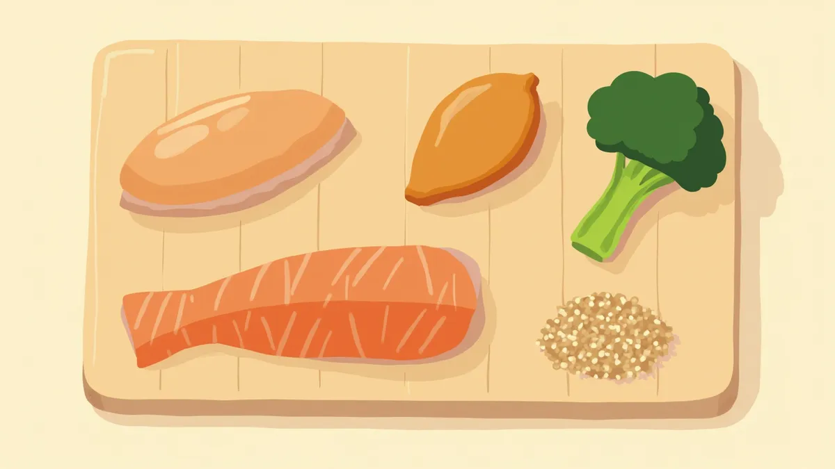 수제사료 재료가 나무 도마 위에 놓인 모습