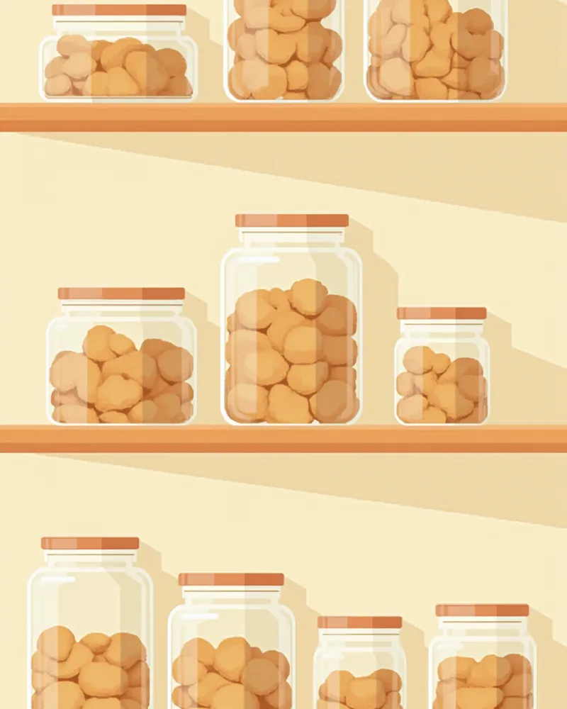 수제 간식을 밀폐 보관하는 모습