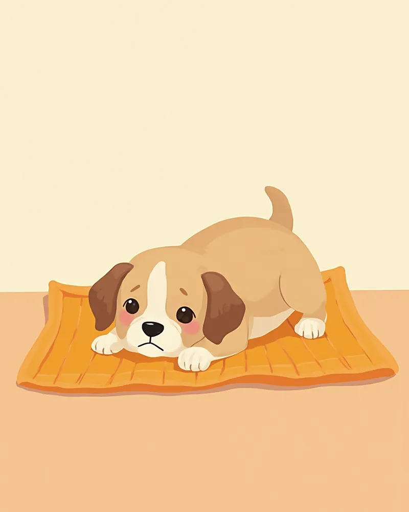 무기력하게 누워 있는 강아지의 모습