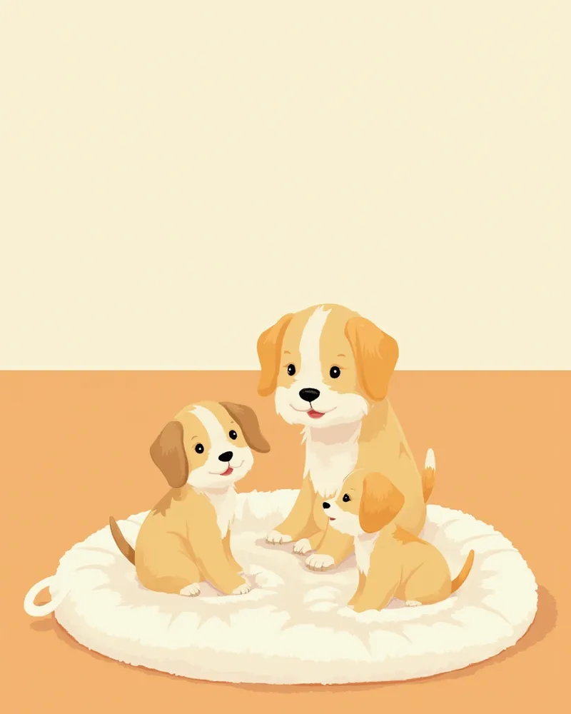 깨끗한 환경에서 함께 지내는 어린 강아지들의 모습