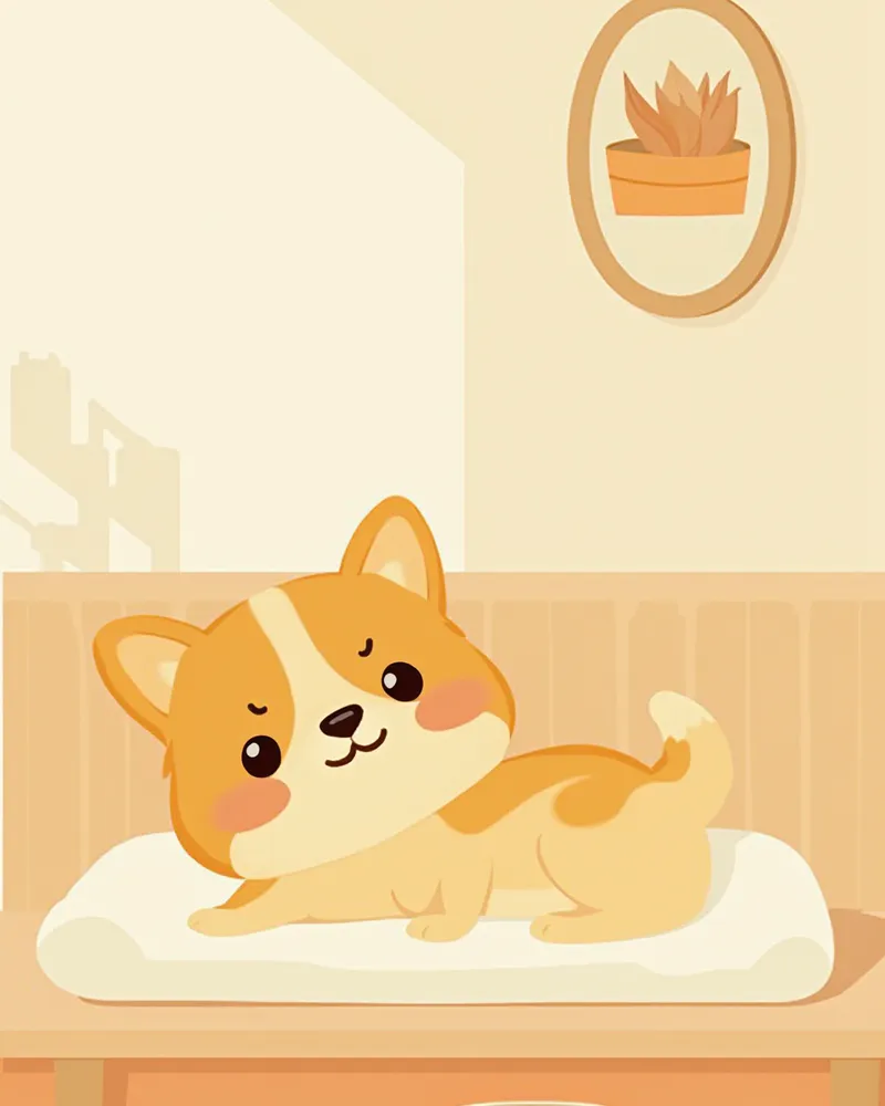 펫호텔에서 편안히 쉬고 있는 강아지 모습