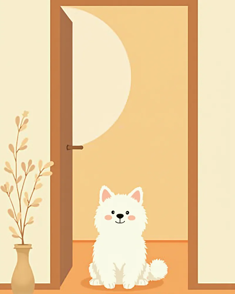 대기 자리에 앉아있는 강아지