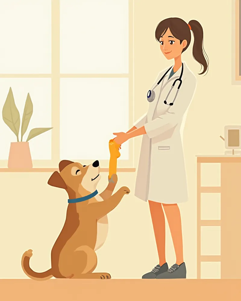 수의사가 강아지 무릎 관절을 진찰하는 모습