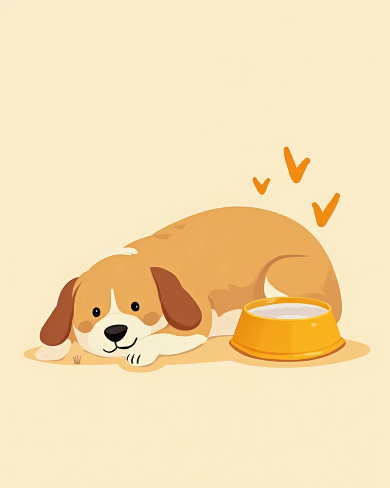 건강해진 털과 함께 편안하게 쉬는 강아지 일러스트