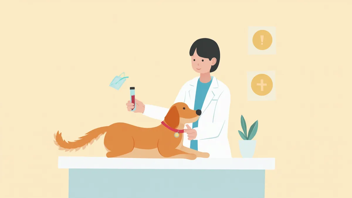 혈액 검사를 받는 반려견의 모습