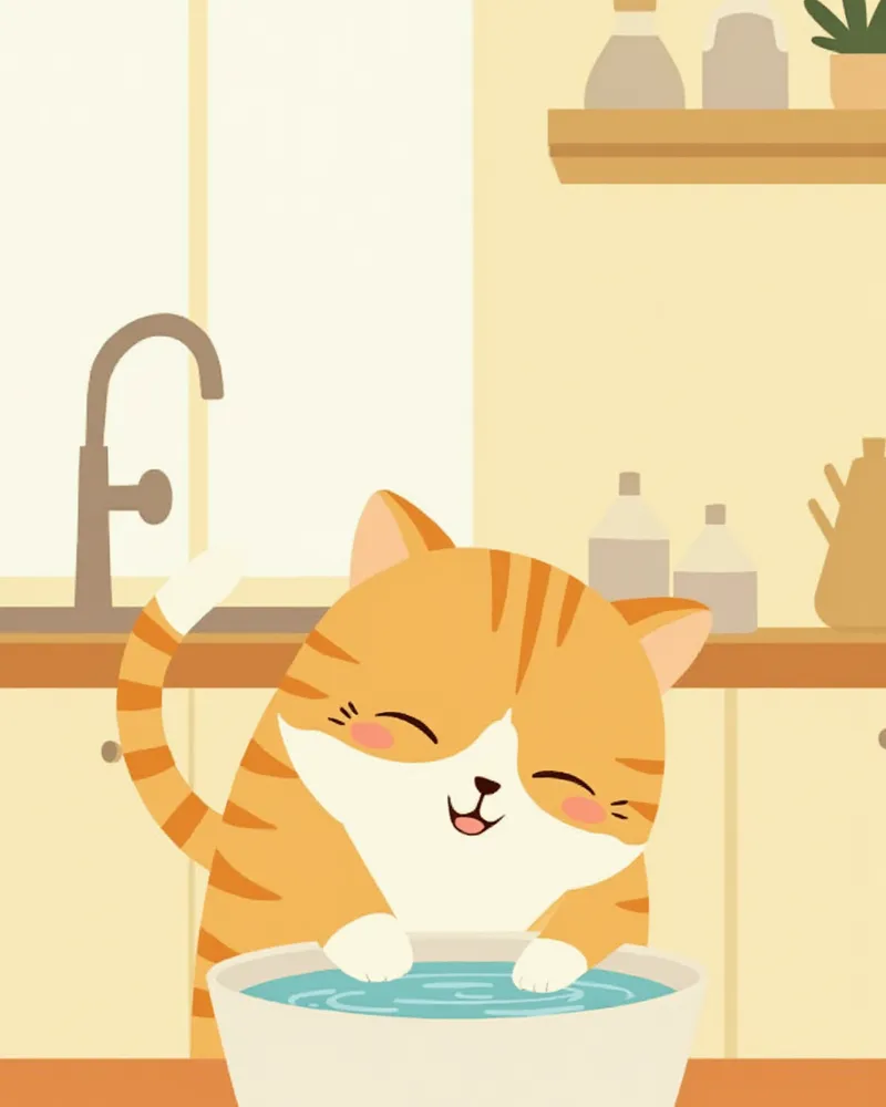 물을 마시는 고양이