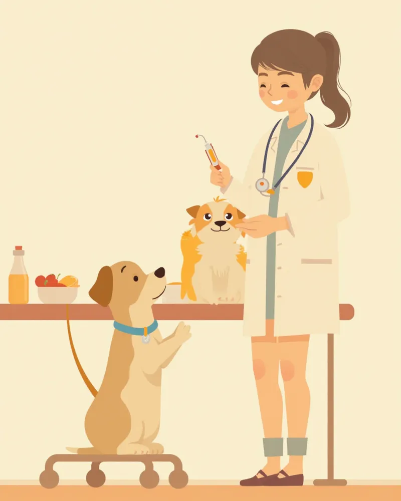 수의사가 회복 중인 강아지의 잇몸 색을 확인하는 모습