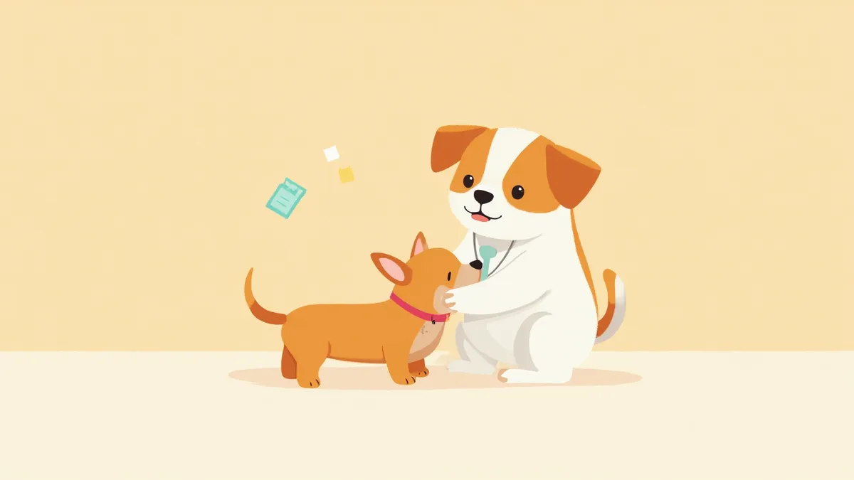 수의사가 강아지의 창백한 잇몸을 확인하고 있는 모습