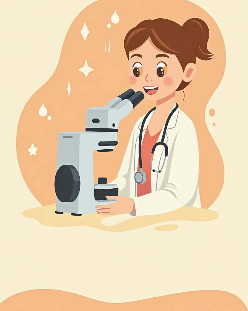 수의사가 현미경으로 혈액 도말 검사를 진행하는 모습