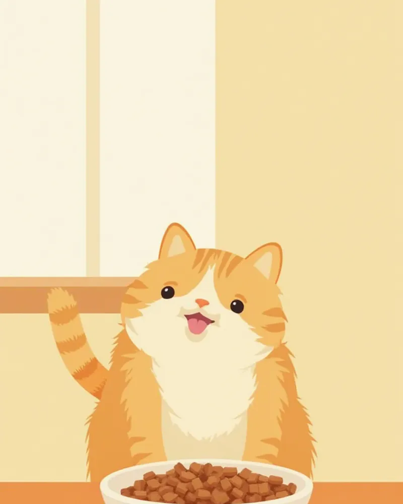 실내묘 전용 사료와 고양이의 모습
