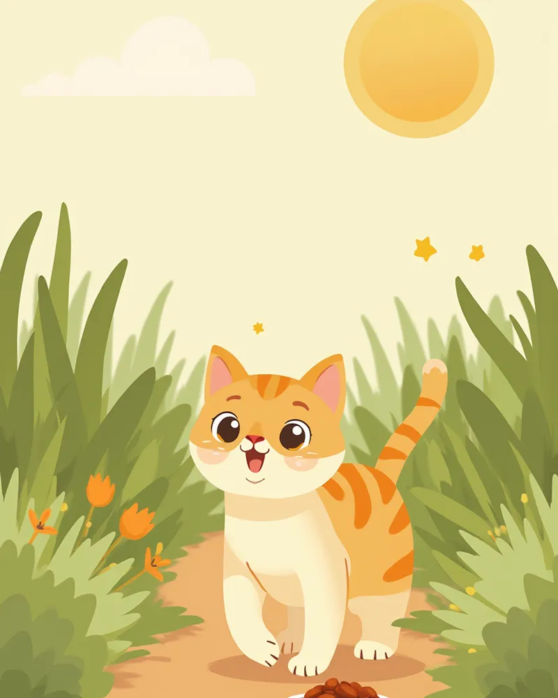 외출묘가 활동적으로 움직이는 모습과 사료