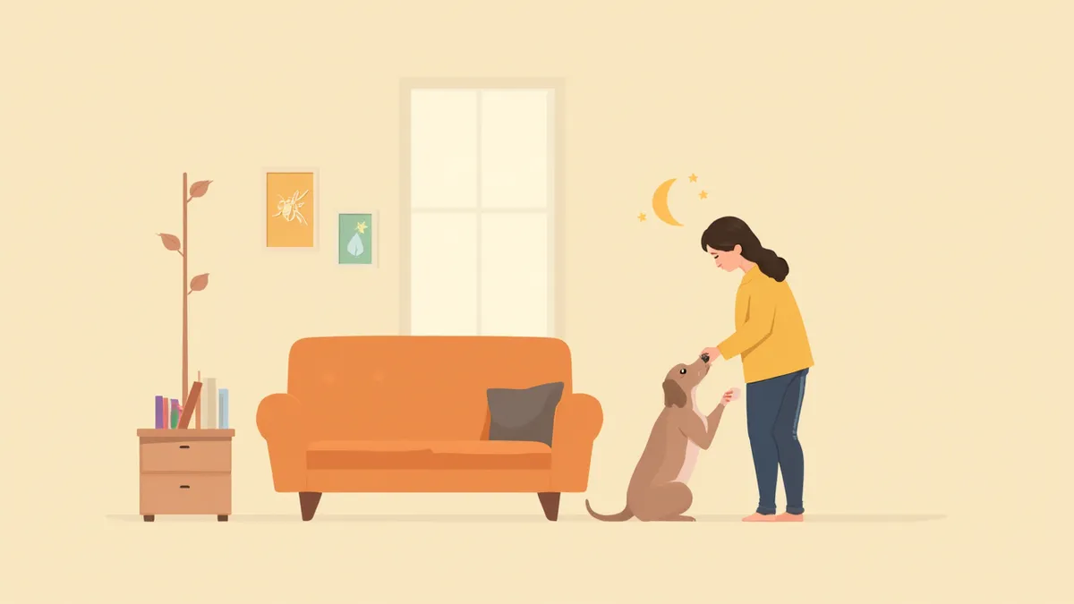 보호자가 강아지의 곤충 물림 부위를 확인하는 모습