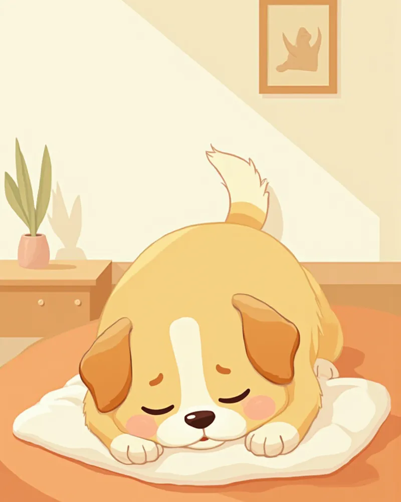 피곤해 보이는 중년 강아지