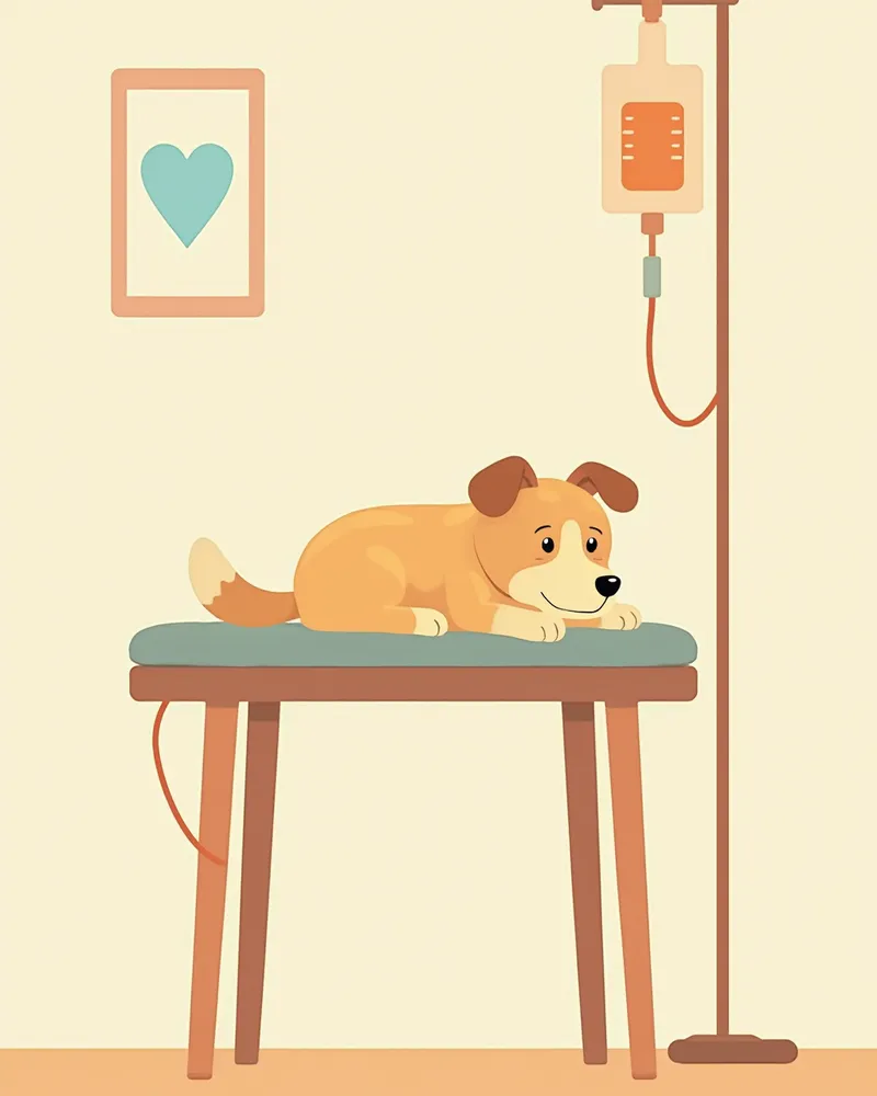 검사 중 모니터링 받는 강아지