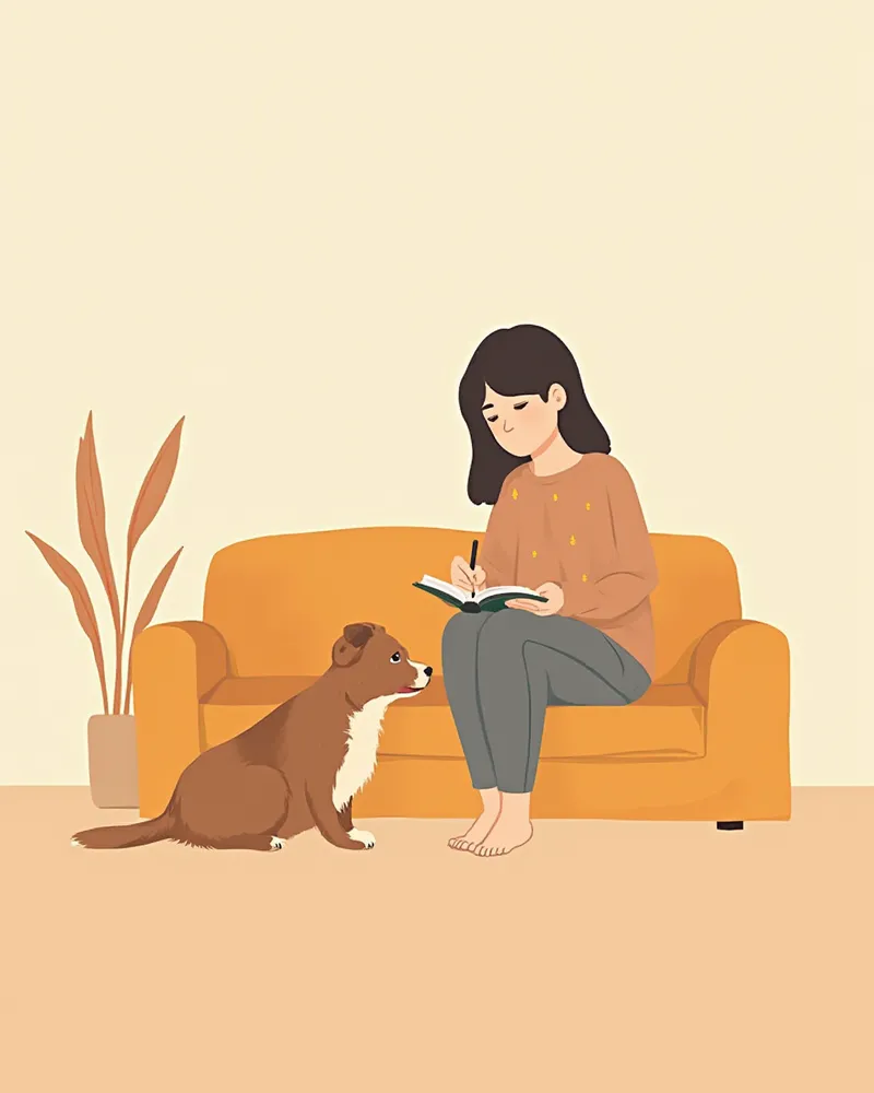 집에서 반려견 상태를 기록하는 보호자