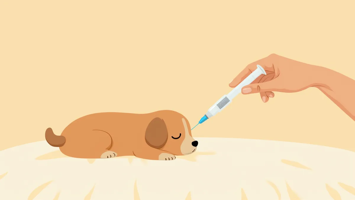 보호자가 반려동물에게 놓을 인슐린 주사기를 준비하는 모습