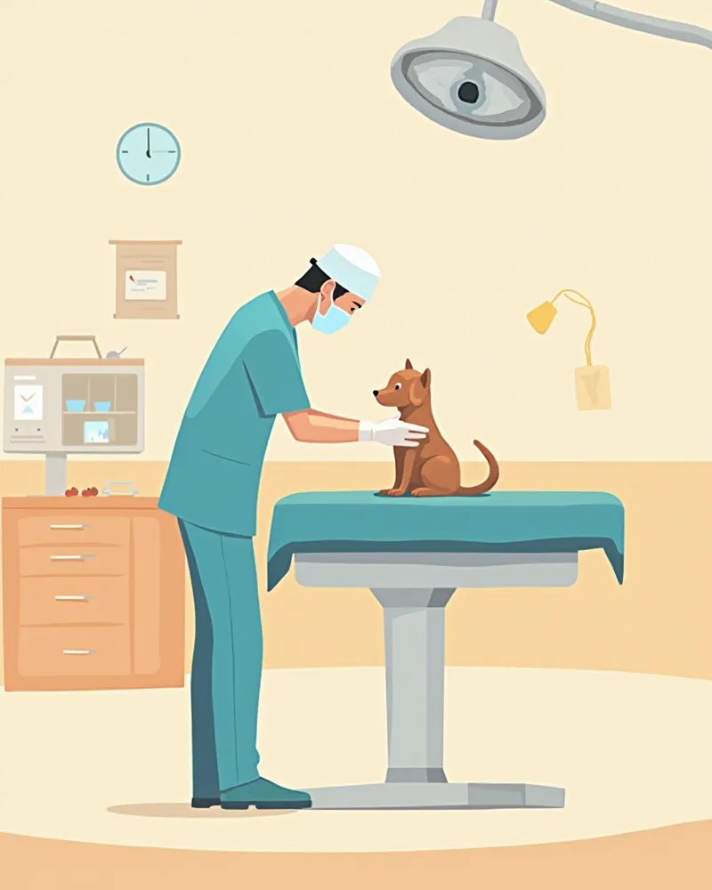 췌장 수술을 준비하는 수의사