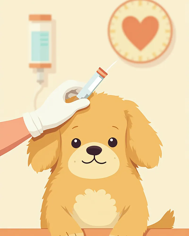 동물병원에서 조용히 채혈 받는 강아지