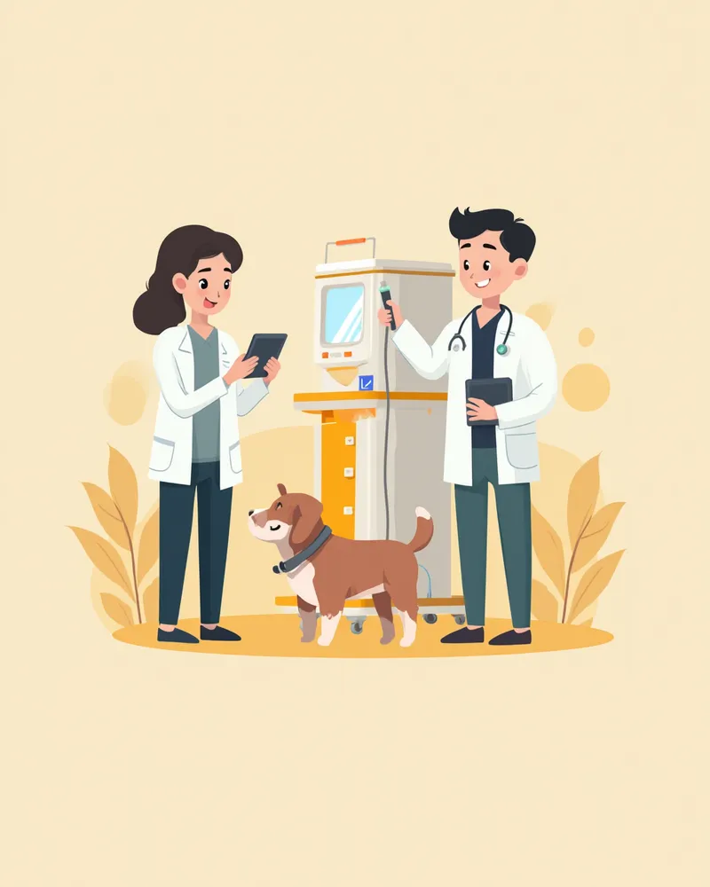 마취기와 연결된 기관튜브를 확인하는 수의사