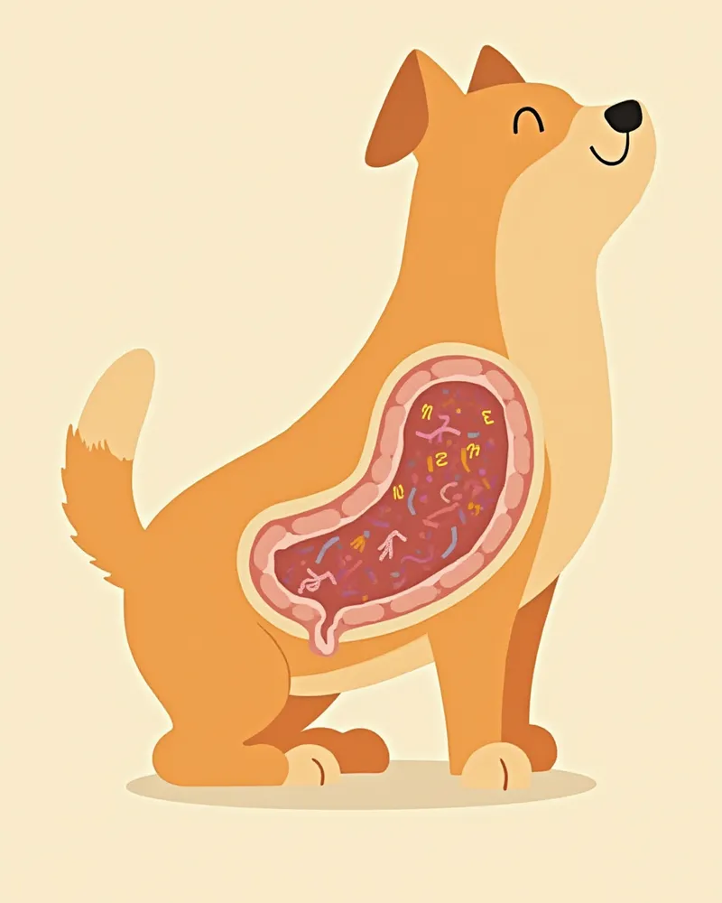 장 내 유익균과 식이섬유 발효 과정 일러스트