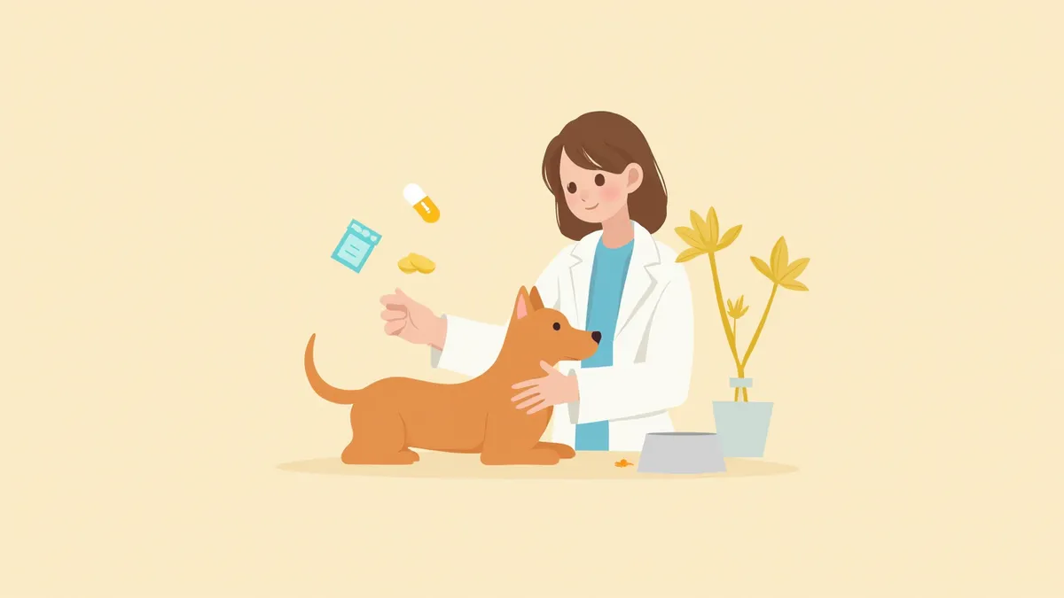 이트라코나졸 캡슐과 사료를 함께 준비하는 수의사