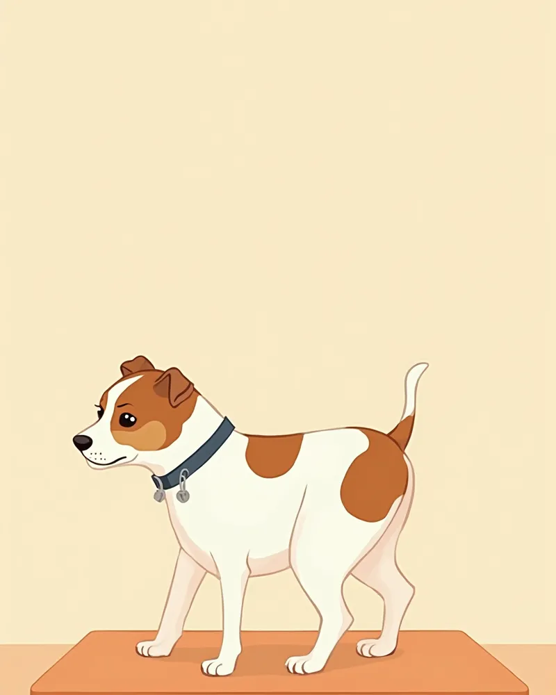 수의사가 잭러셀의 보행을 평가하는 모습