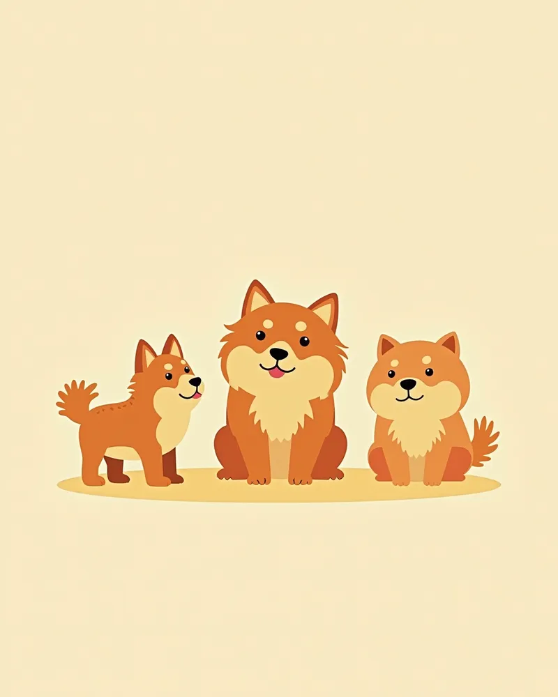 강아지·성견·노령견 시기의 진돗개 세 마리