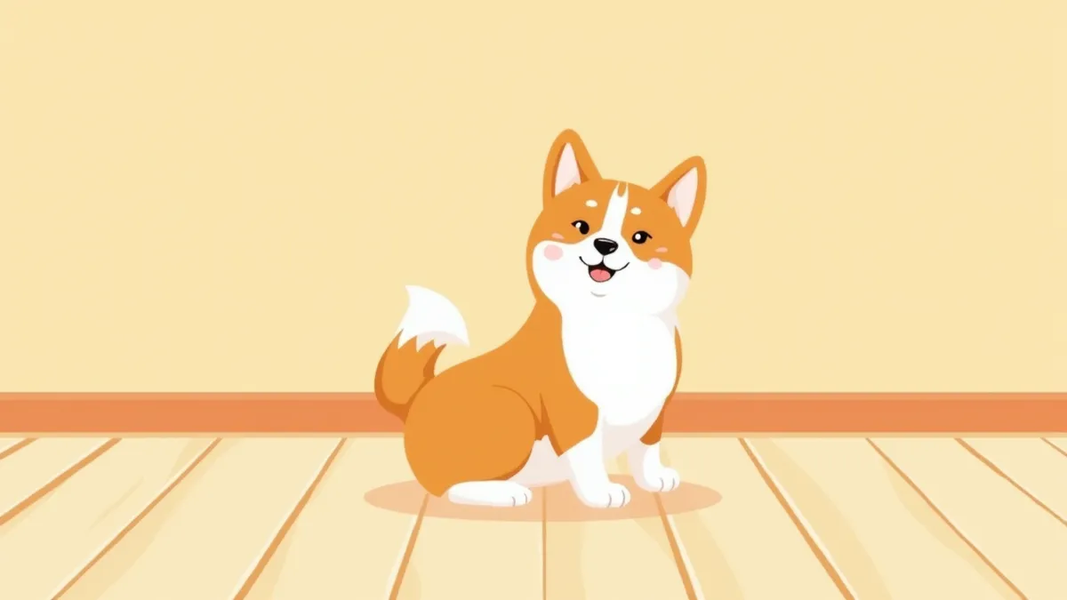 진도코기 믹스가 집 안에 앉아 있는 모습