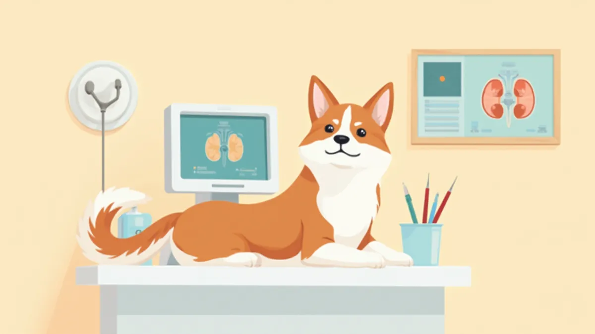 신장 생검 바늘과 초음파 장비가 놓인 수술대