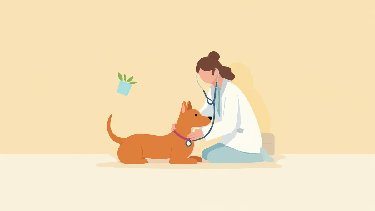 마취 전 검진을 받는 노령 강아지