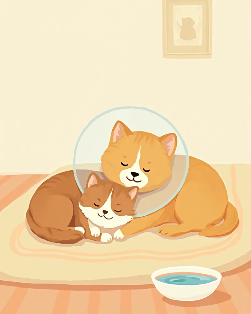 신장 수술 후 회복 중인 반려동물