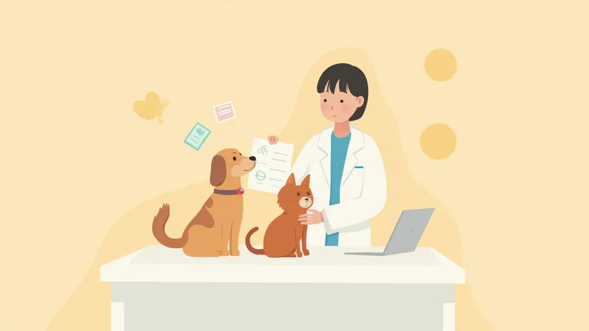 수의사가 반려동물 혈액검사 결과를 확인하는 모습