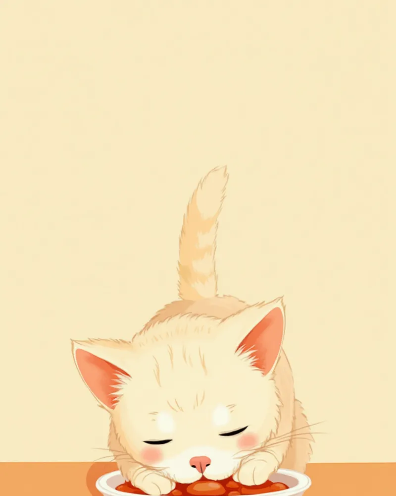 얕은 접시에서 이유식을 먹는 자묘