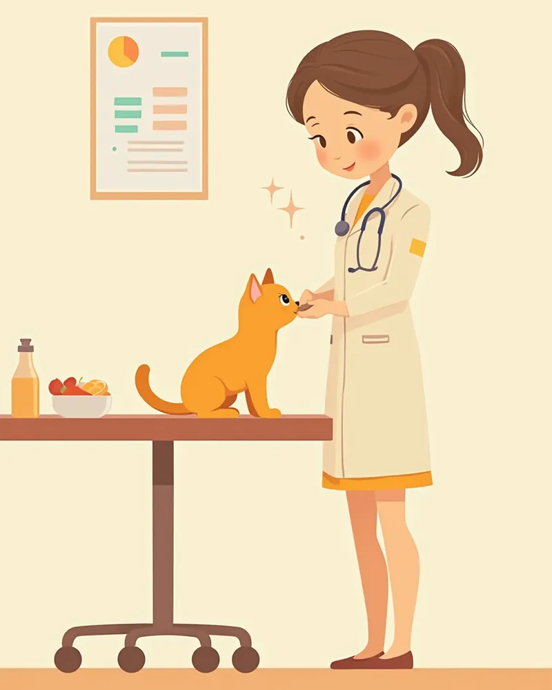 수의사에게 검진받는 자묘