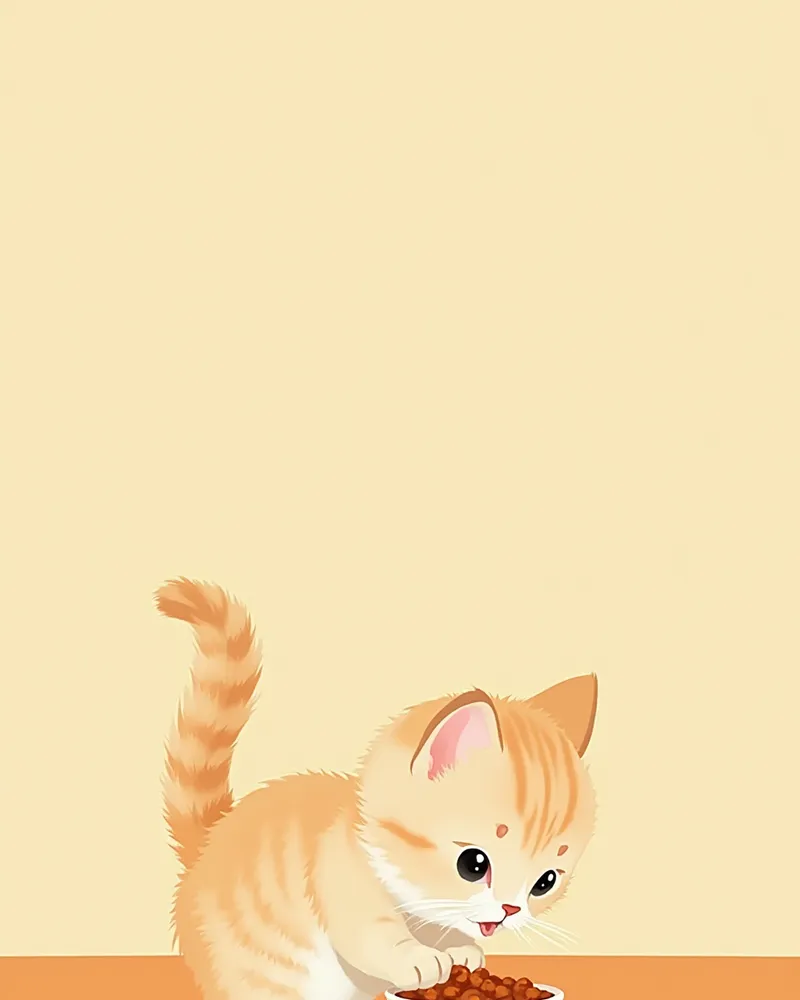 그릇에서 사료를 먹는 자묘