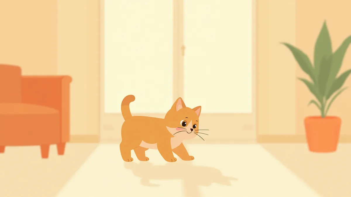 거실에서 탐색 중인 8개월 자묘