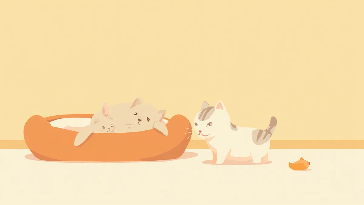 안전한 전용 공간에서 탐색을 시작하는 아기고양이