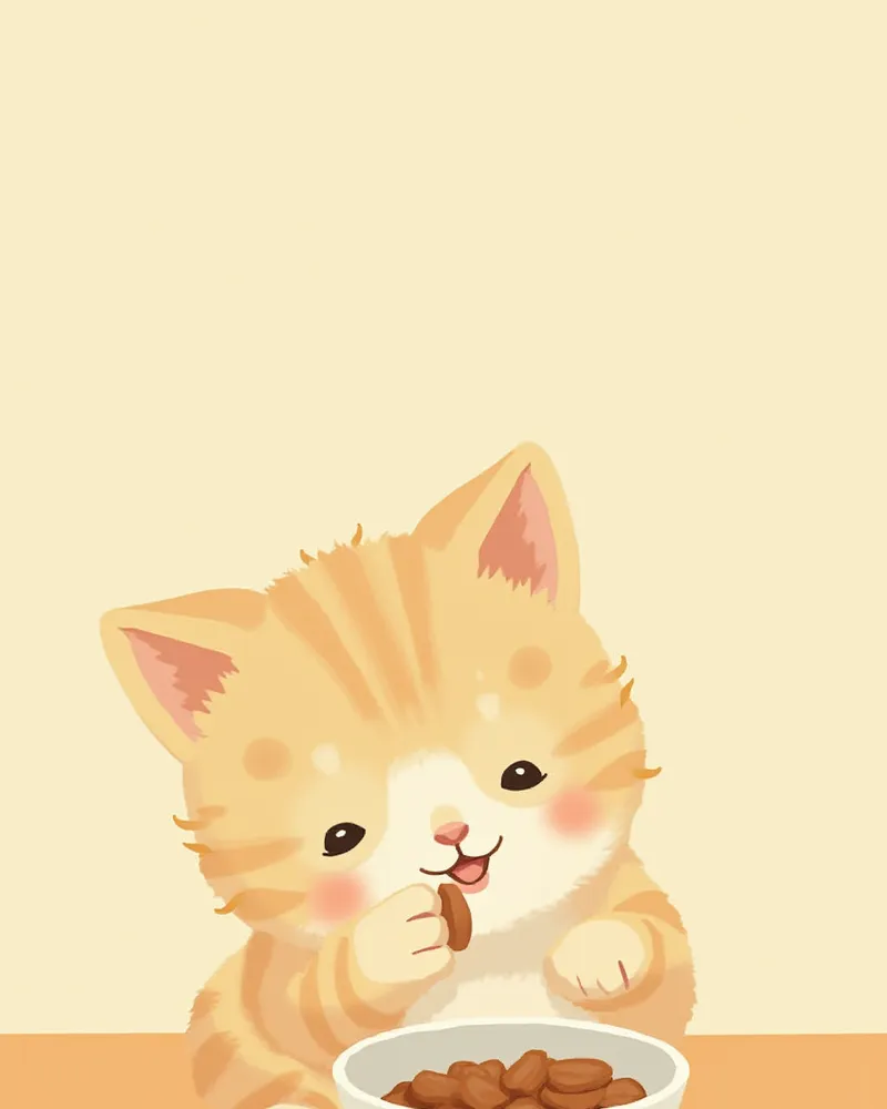 사료를 먹고 있는 자묘