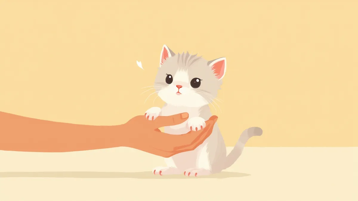 사람 손길에 적응 중인 생후 4주 자묘