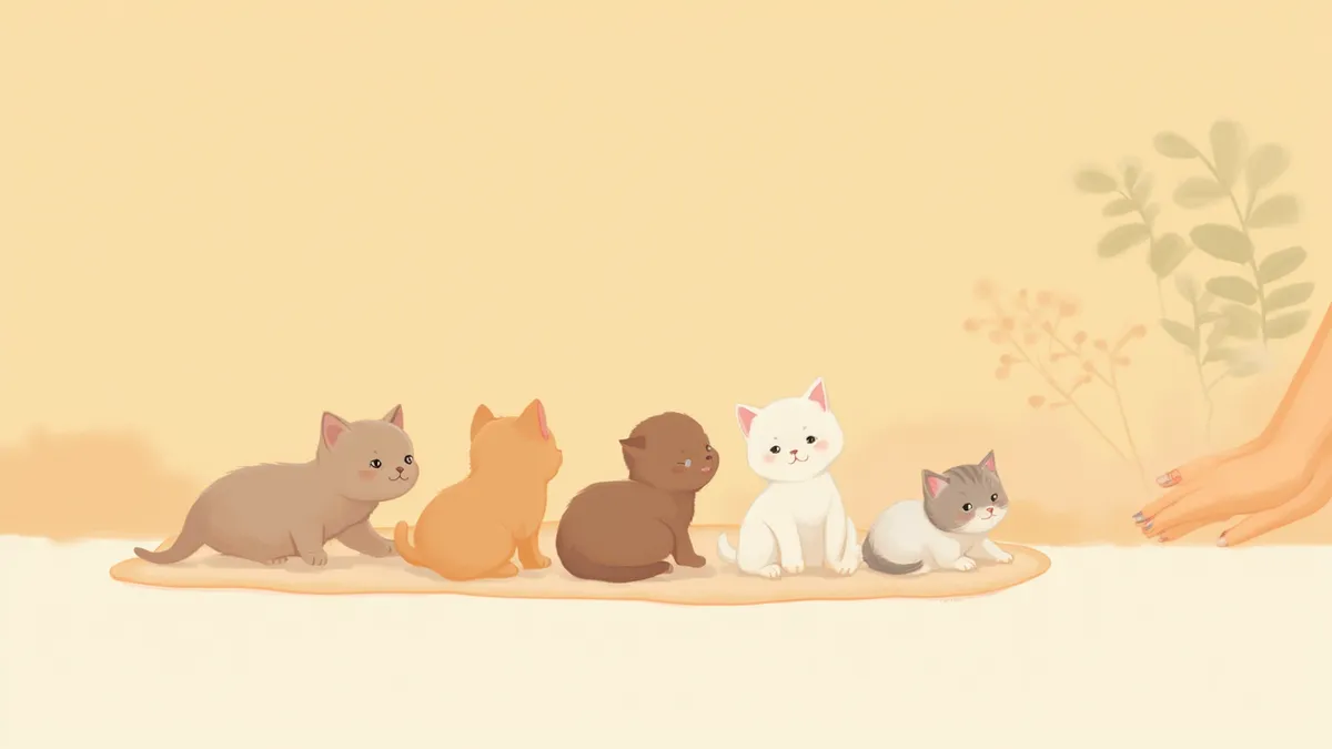 사람 손 옆에서 놀고 있는 4-5주령 자묘들