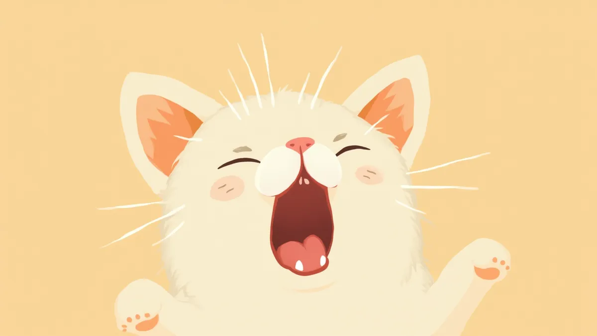 입을 벌린 자묘의 치아 모습