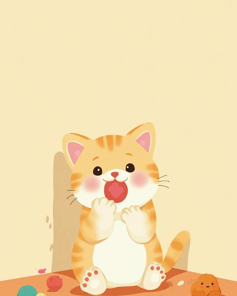 치발 장난감을 씹는 자묘