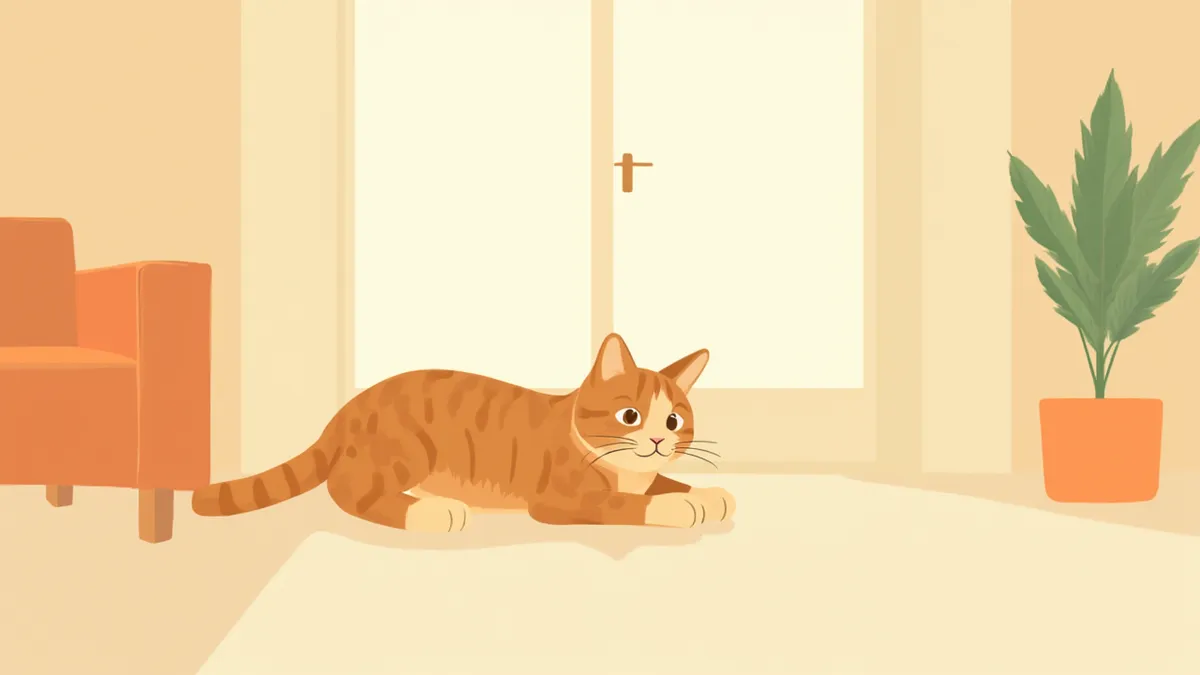 밝은 거실에서 편안하게 쉬고 있는 코리안 숏헤어 고양이