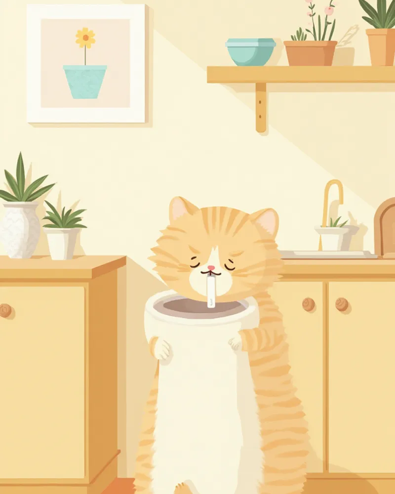 급수기에서 물을 마시고 있는 코숏