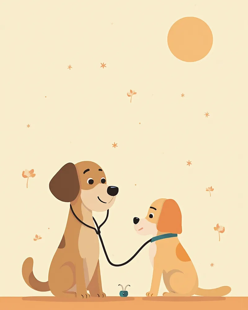 현대 한국 동물병원에서 반려견을 진료하는 수의사 모습