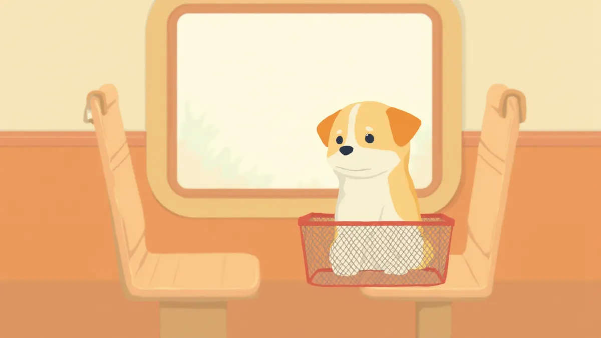 KTX 좌석 옆 이동장 안에 앉아 있는 강아지