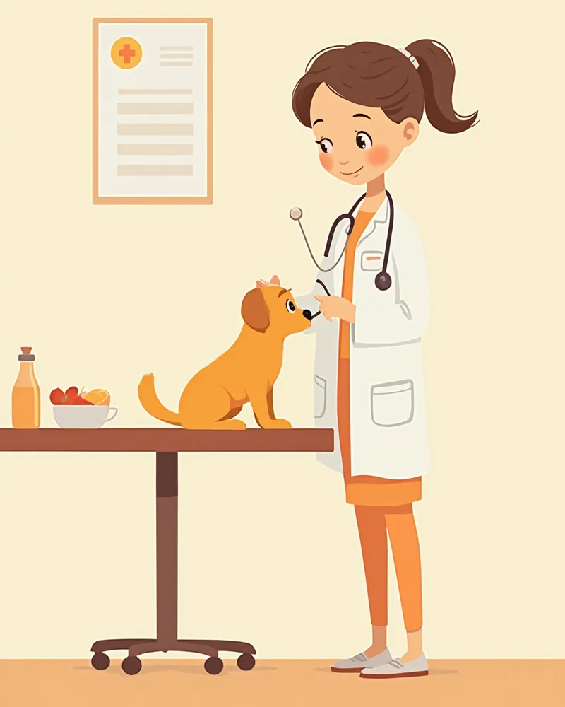 수의사가 강아지 건강 상태를 진찰하는 모습